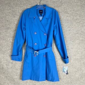 Izod Women's Vibrant Blue Trench Coat - Size Medium